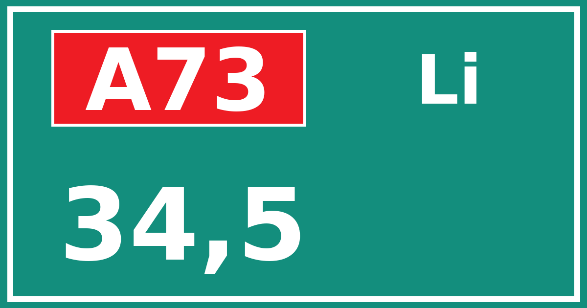Hectometerbord A73 34,5 zijde Li