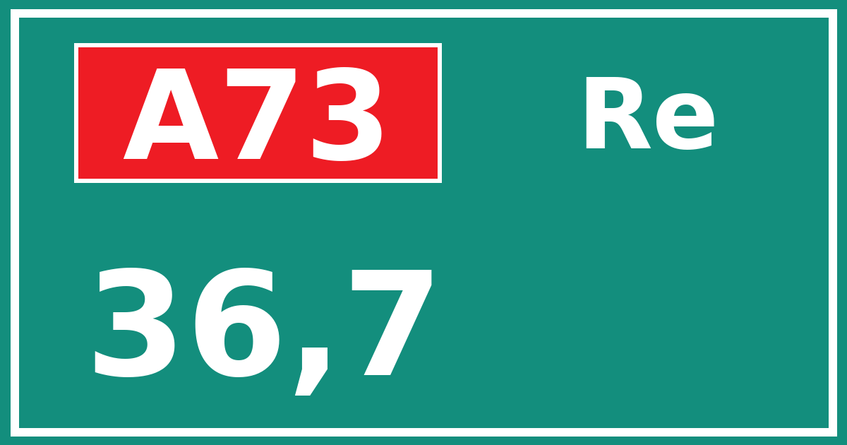 Hectometerbord A73 36,7 zijde Re