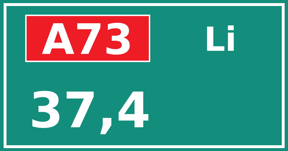 Hectometerbord A73 37,4 zijde Li
