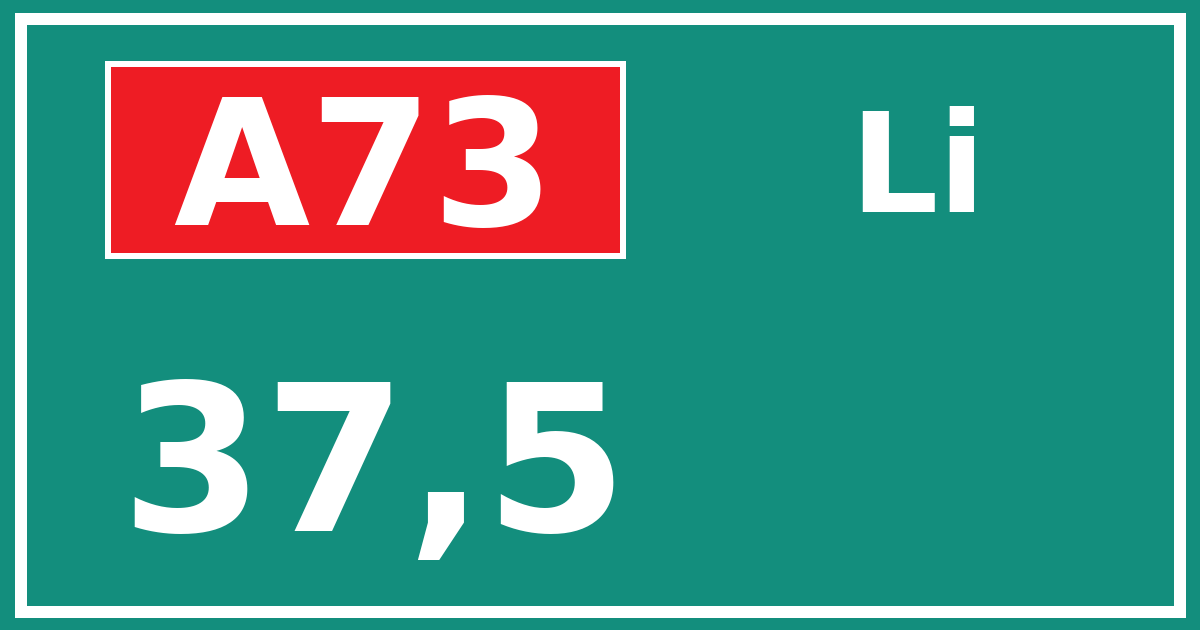 Hectometerbord A73 37,5 zijde Li