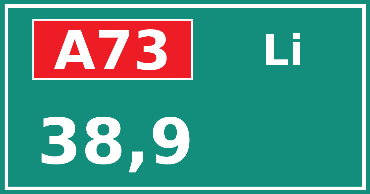 Hectometerbord A73 38,9 zijde Li