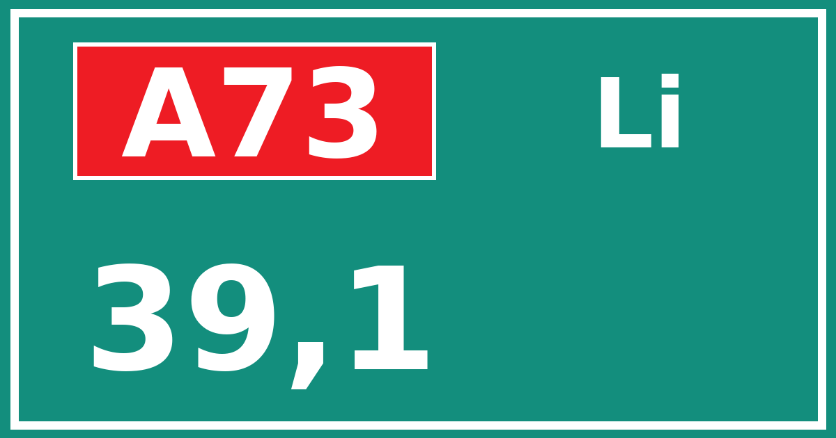 Hectometerbord A73 39,1 zijde Li
