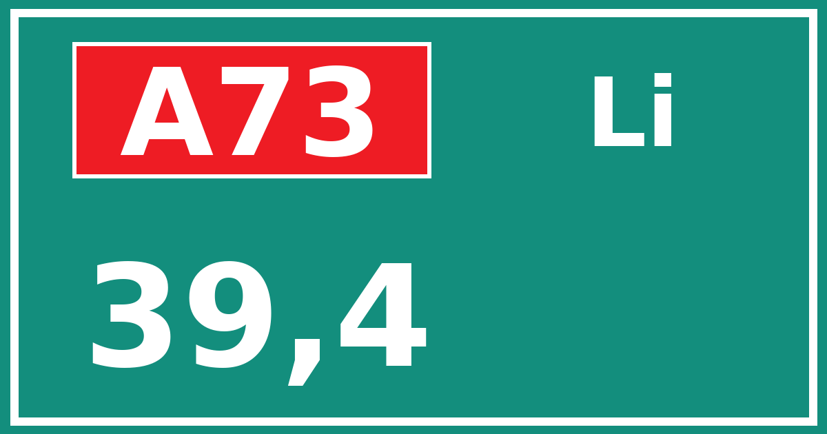 Hectometerbord A73 39,4 zijde Li
