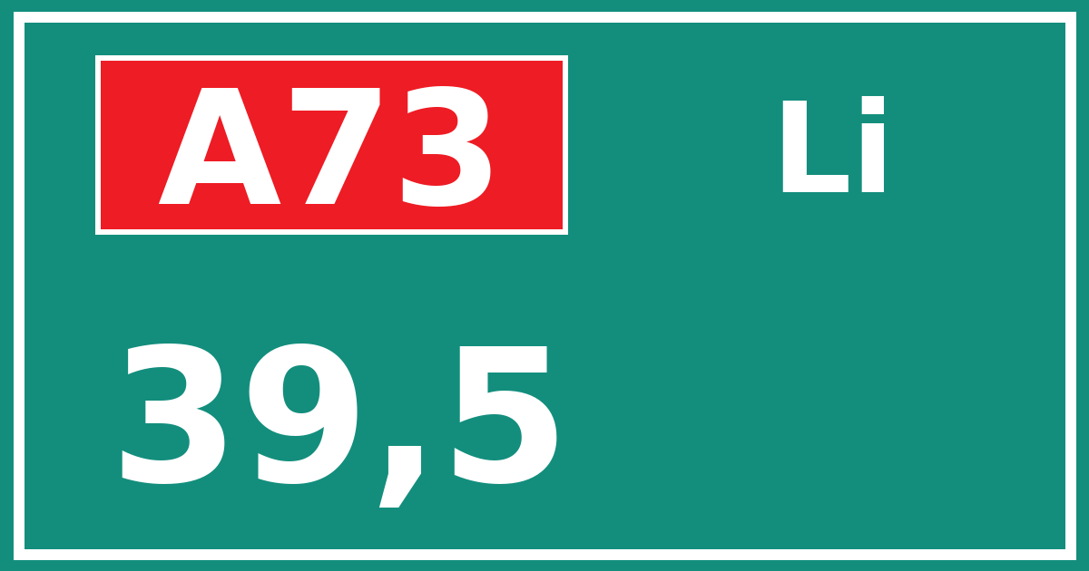 Hectometerbord A73 39,5 zijde Li