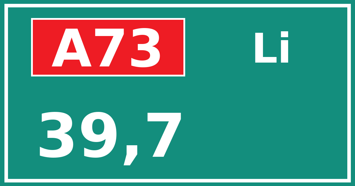 Hectometerbord A73 39,7 zijde Li