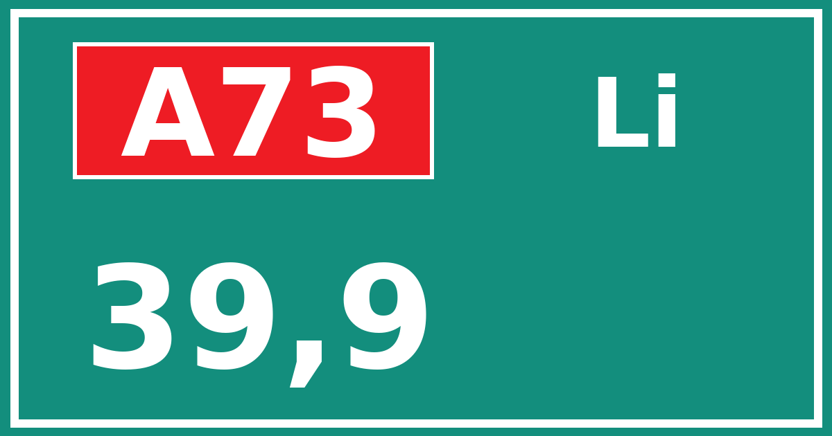 Hectometerbord A73 39,9 zijde Li