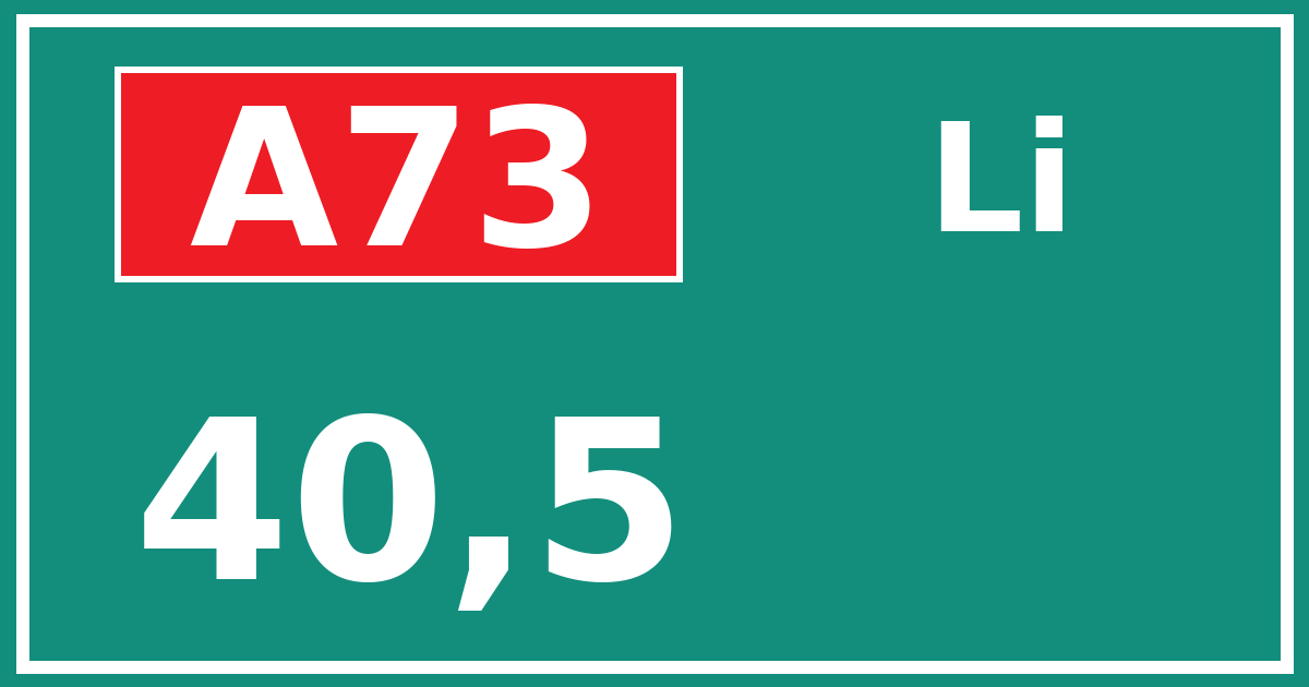 Hectometerbord A73 40,5 zijde Li