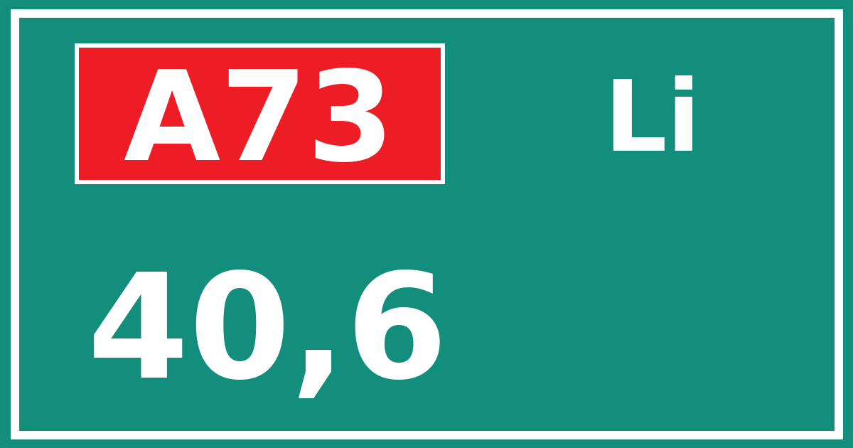 Hectometerbord A73 40,6 zijde Li