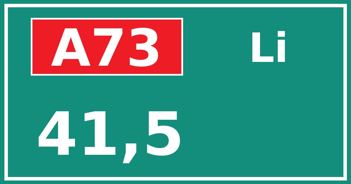 Hectometerbord A73 41,5 zijde Li