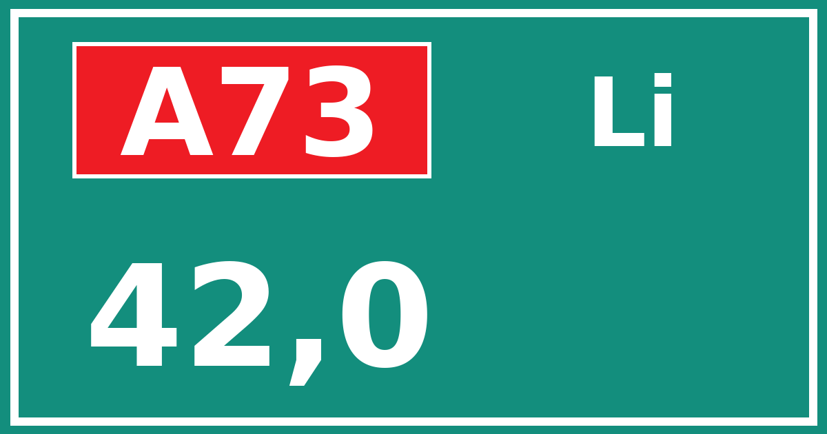 Hectometerbord A73 42,0 zijde Li