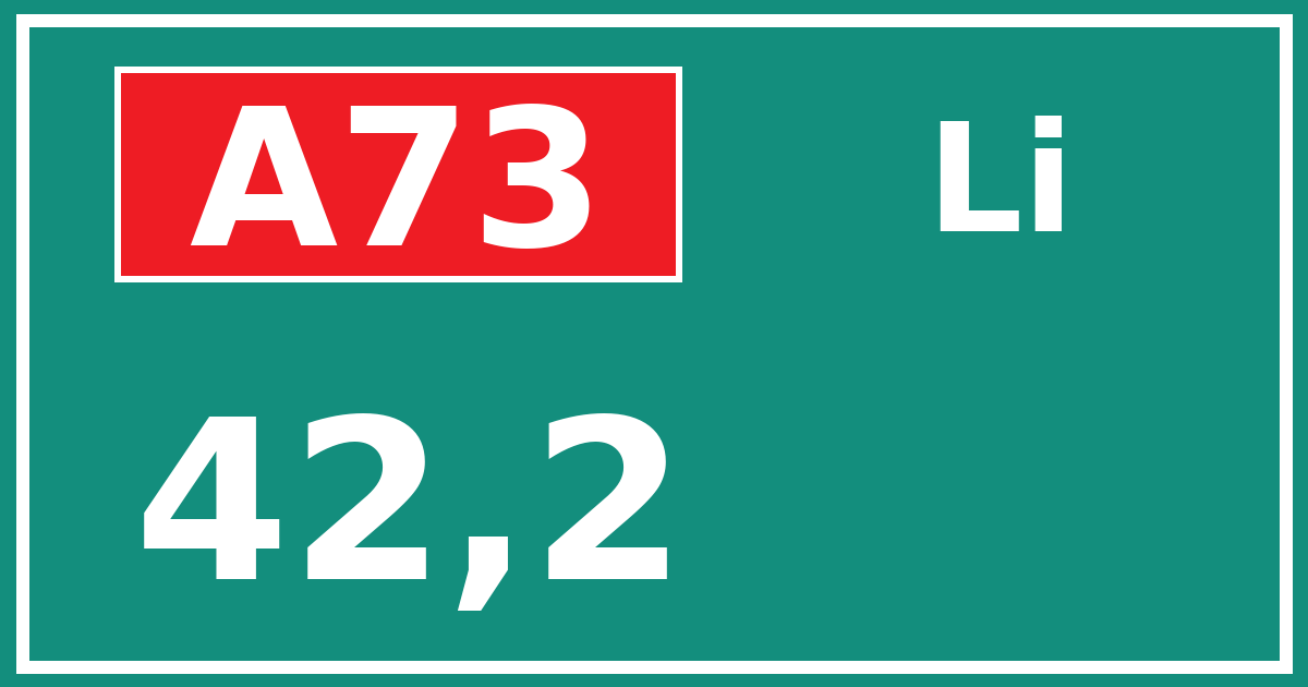 Hectometerbord A73 42,2 zijde Li