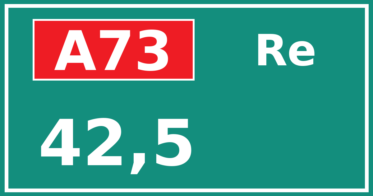 Hectometerbord A73 42,5 zijde Re