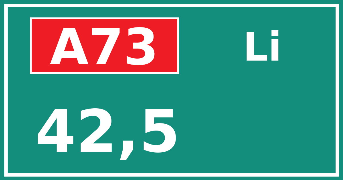 Hectometerbord A73 42,5 zijde Li