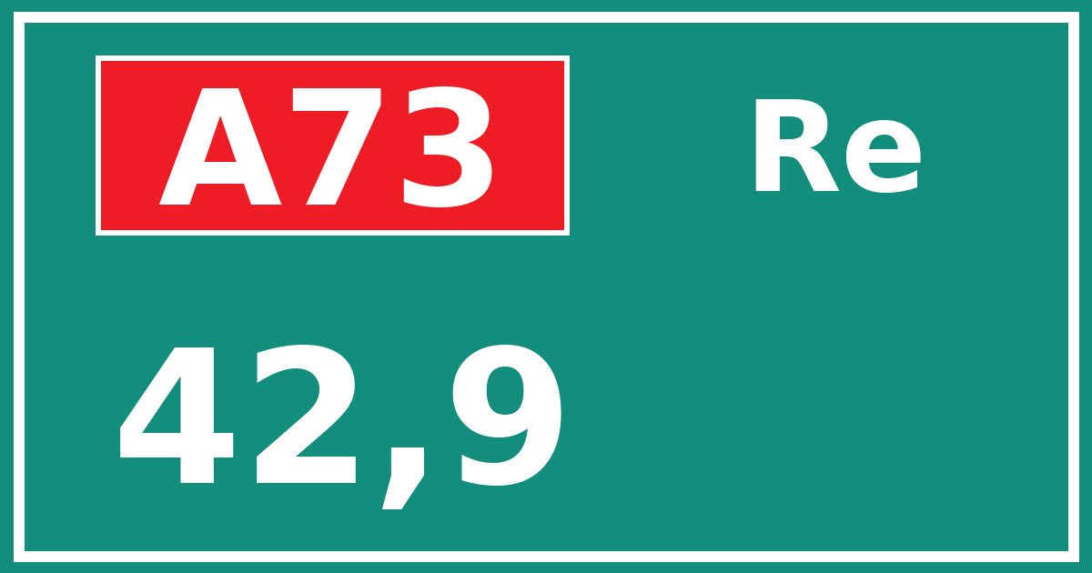 Hectometerbord A73 42,9 zijde Re