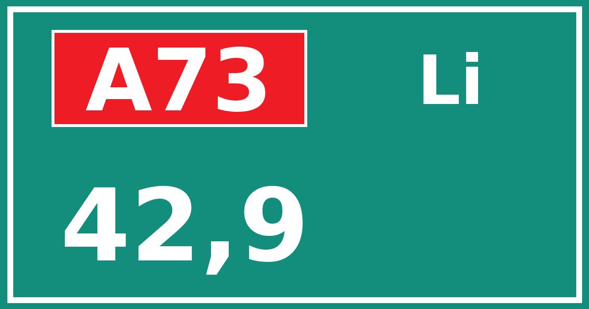 Hectometerbord A73 42,9 zijde Li