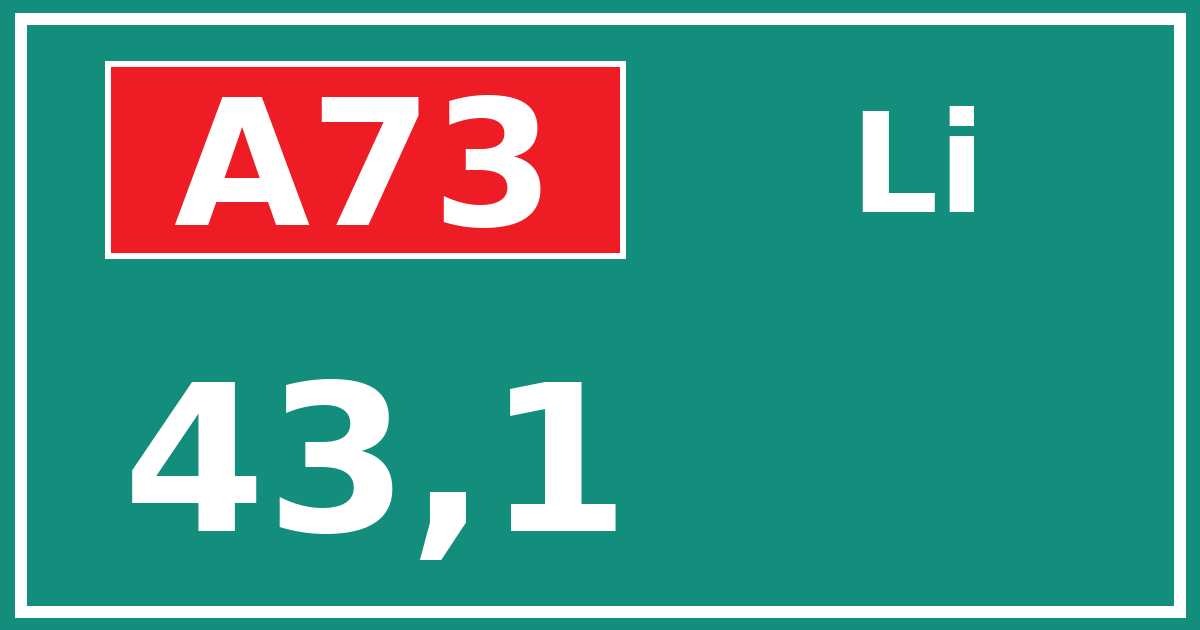 Hectometerbord A73 43,1 zijde Li