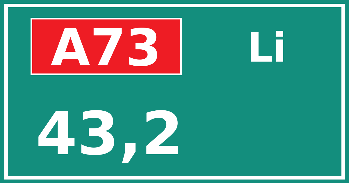Hectometerbord A73 43,2 zijde Li