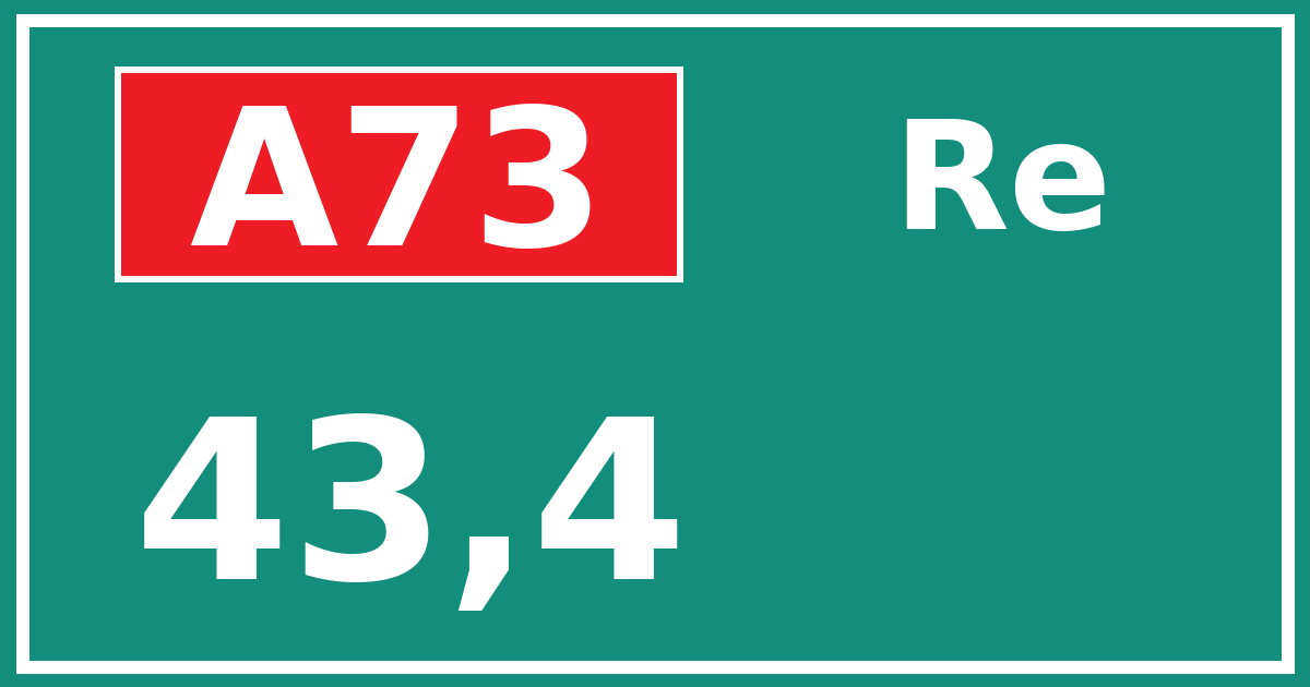 Hectometerbord A73 43,4 zijde Re