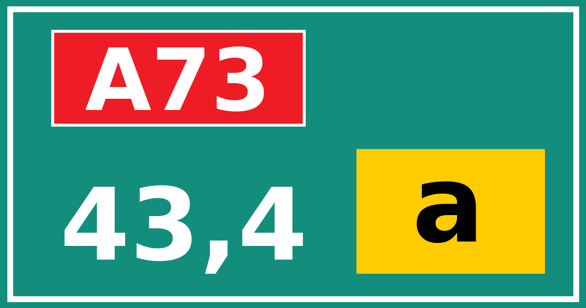 Hectometerbord A73 43,4 letter a