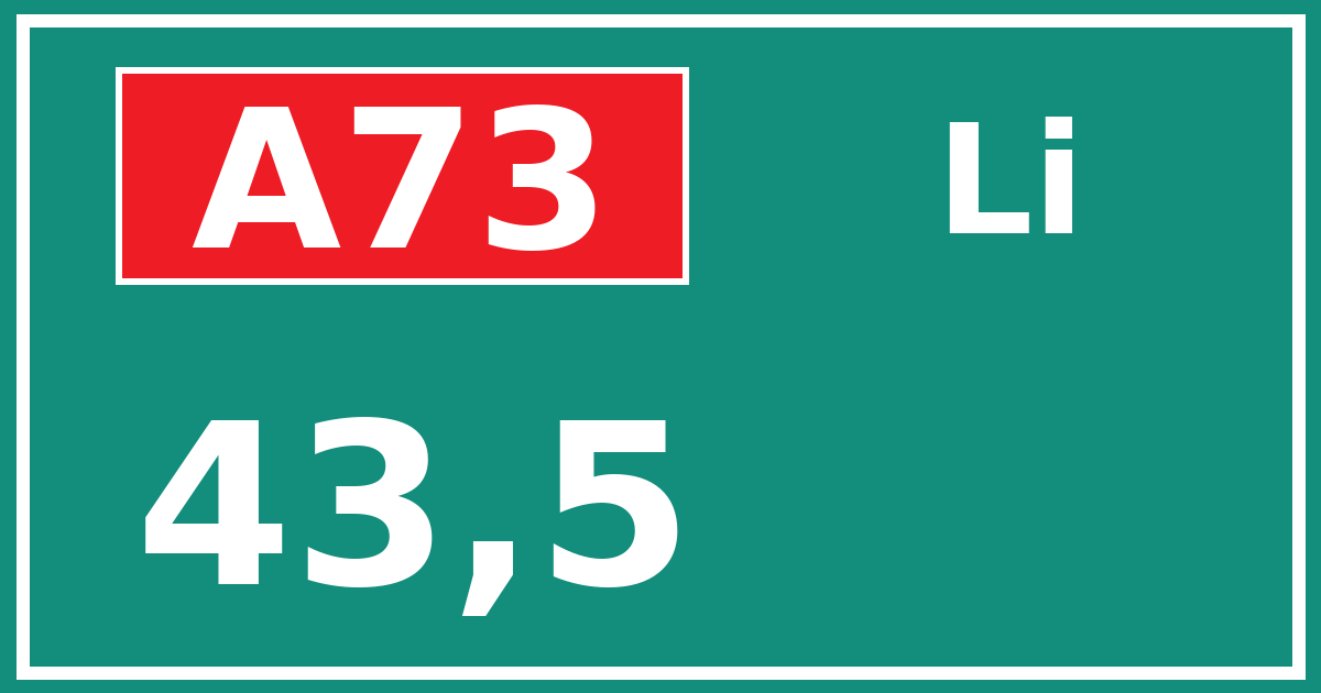 Hectometerbord A73 43,5 zijde Li