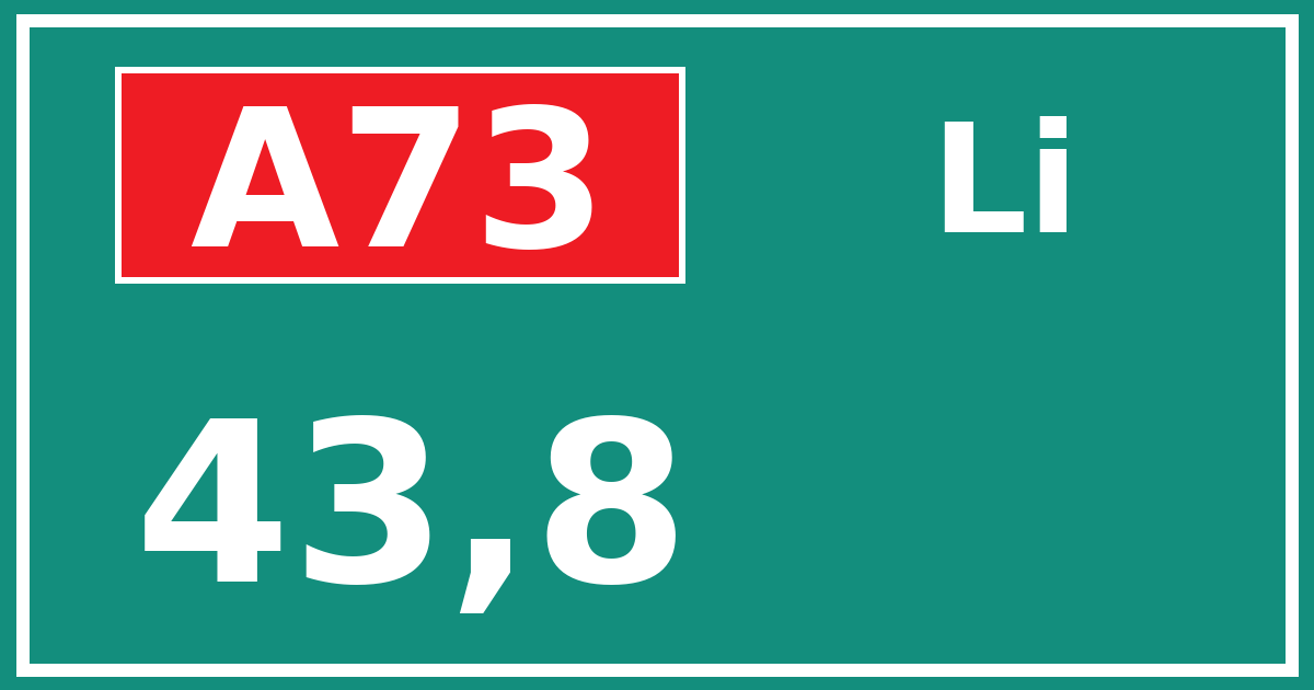 Hectometerbord A73 43,8 zijde Li