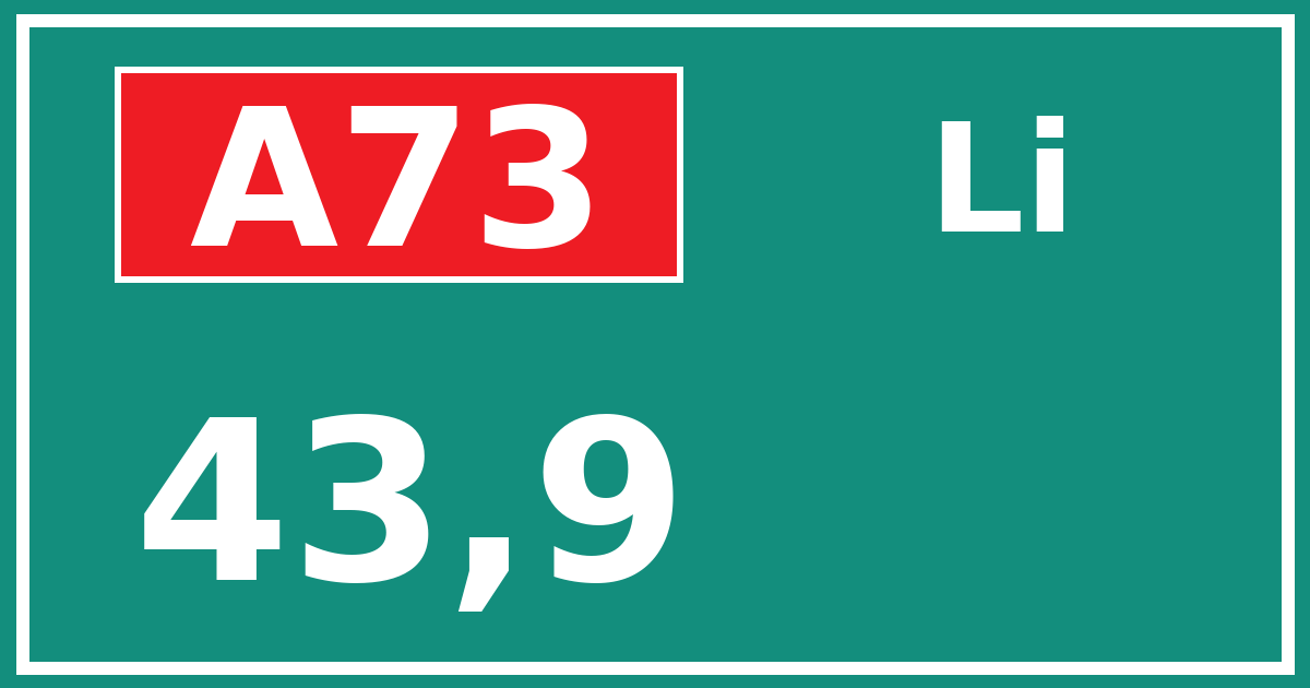 Hectometerbord A73 43,9 zijde Li