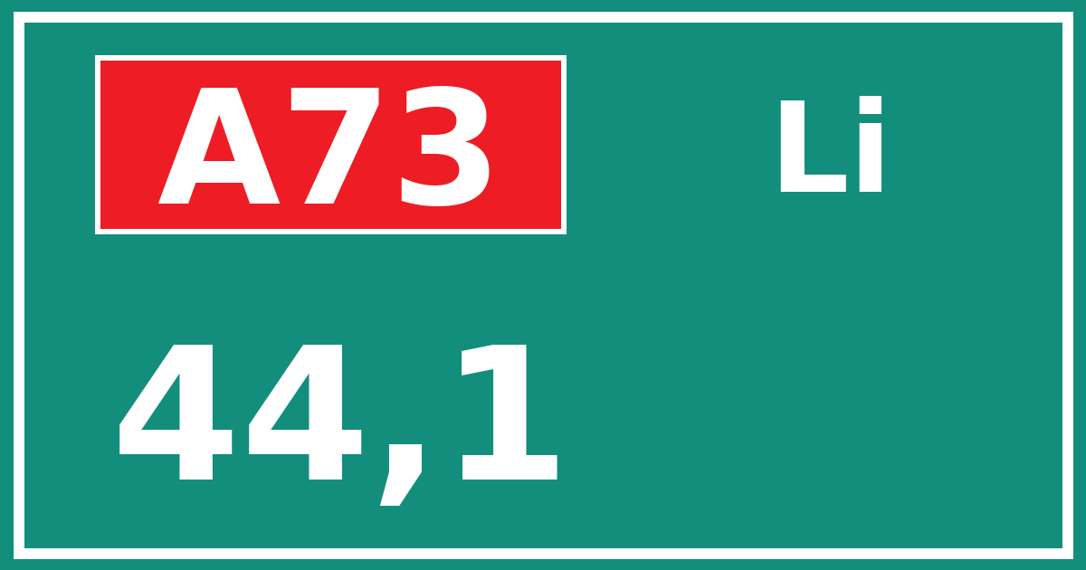 Hectometerbord A73 44,1 zijde Li