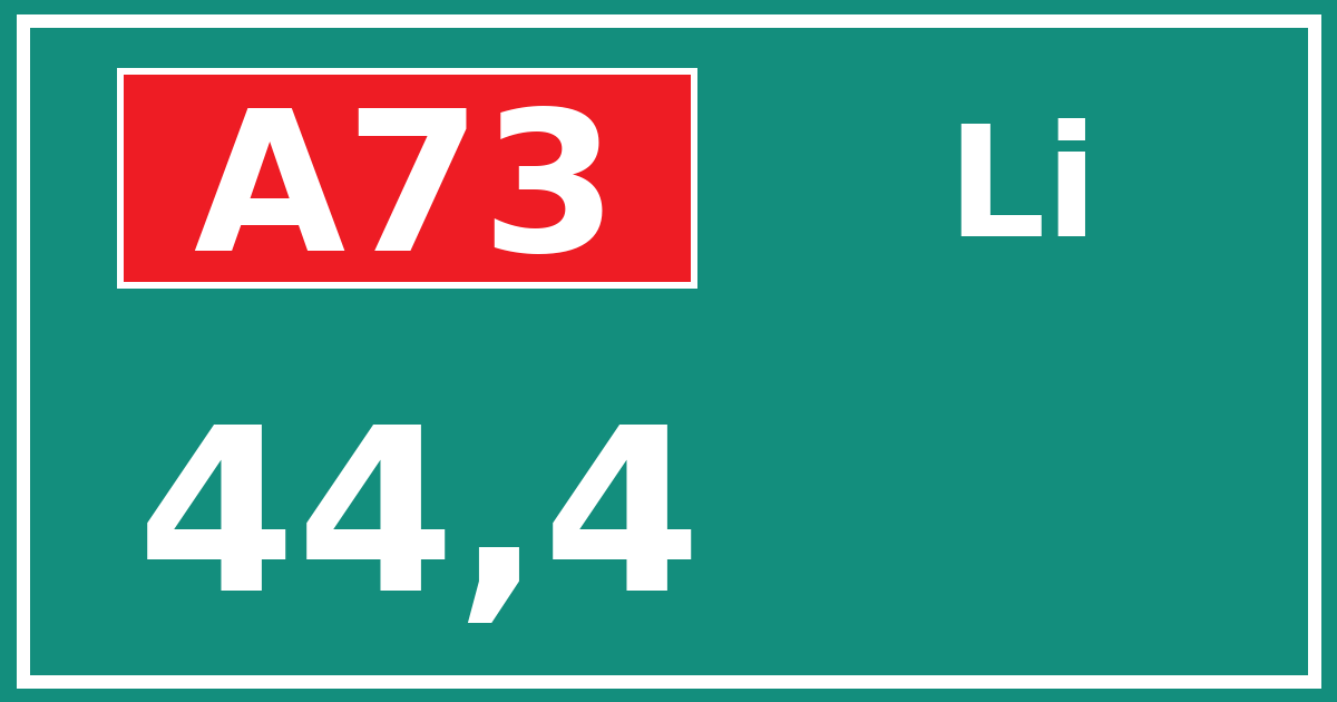Hectometerbord A73 44,4 zijde Li