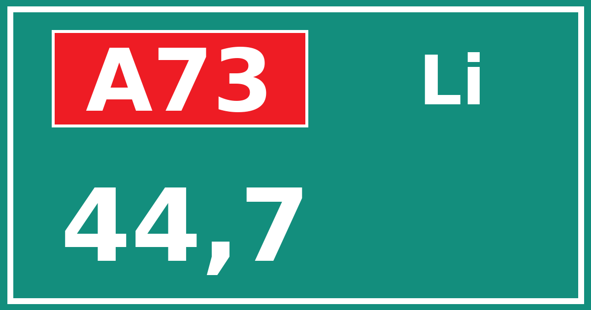 Hectometerbord A73 44,7 zijde Li
