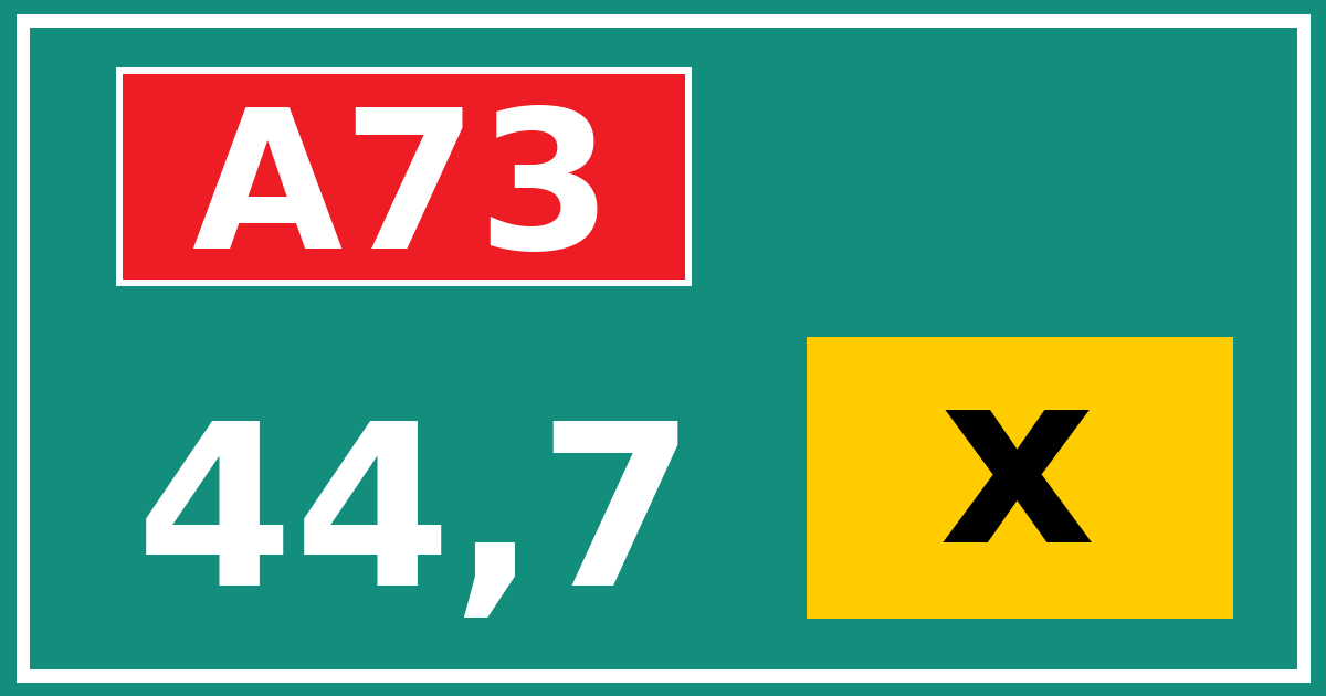 Hectometerbord A73 44,7 letter x