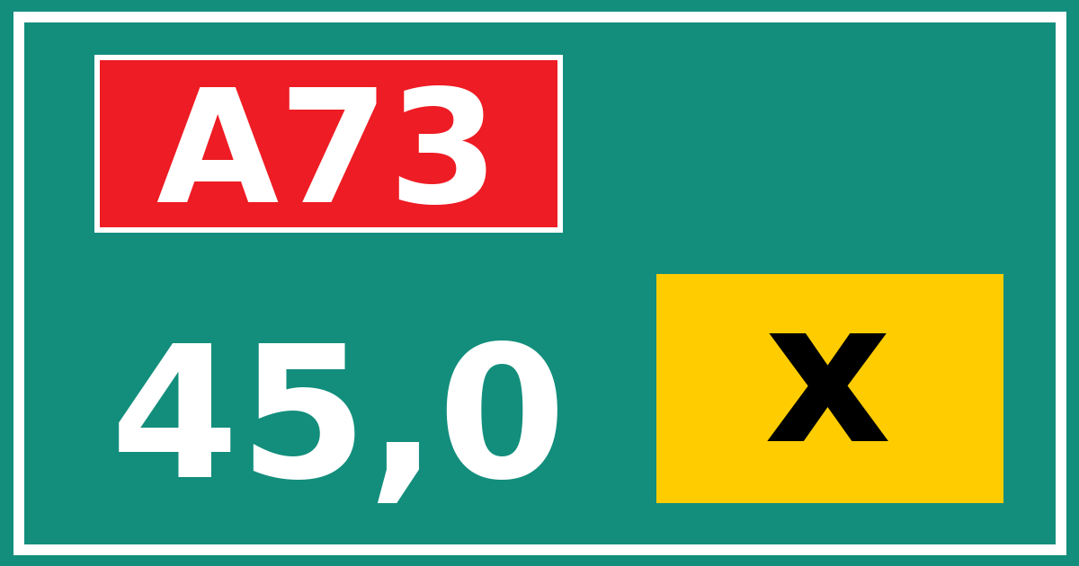 Hectometerbord A73 45,0 letter x