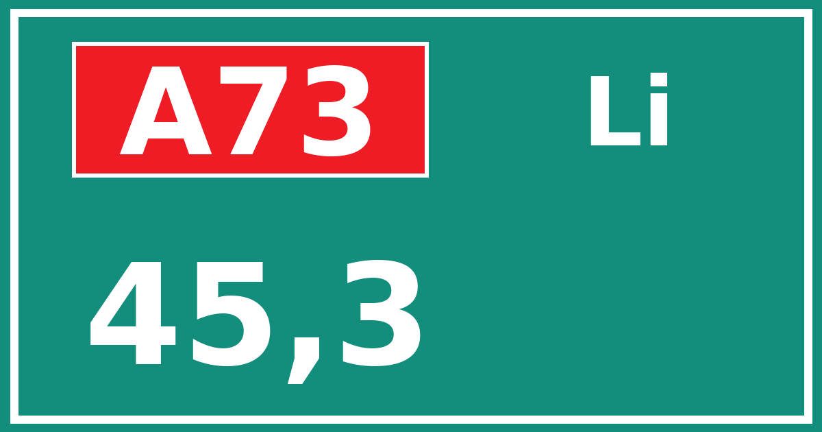 Hectometerbord A73 45,3 zijde Li