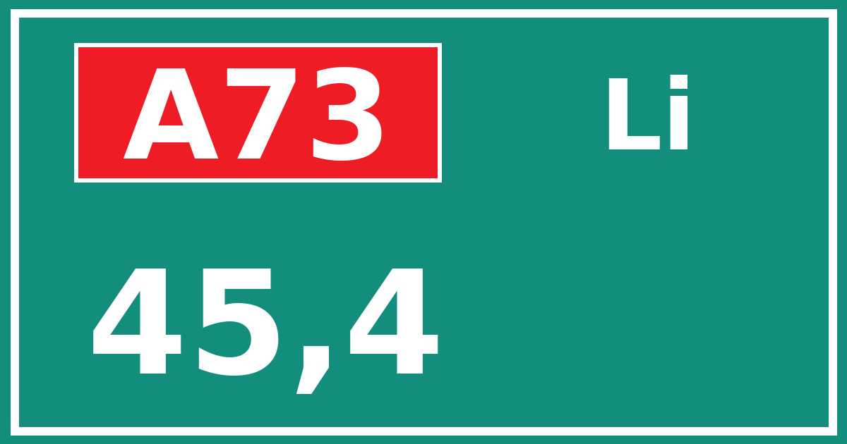 Hectometerbord A73 45,4 zijde Li