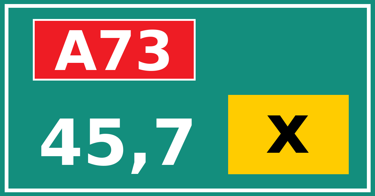 Hectometerbord A73 45,7 letter x
