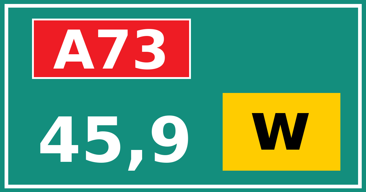 Hectometerbord A73 45,9 letter w