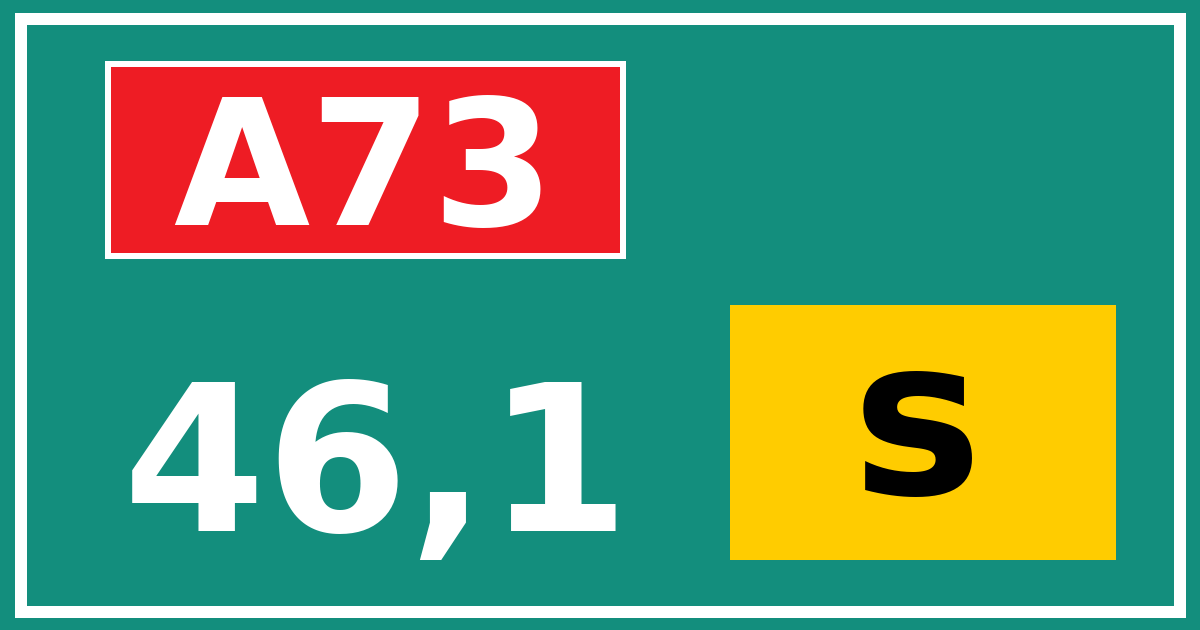 Hectometerbord A73 46,1 letter s