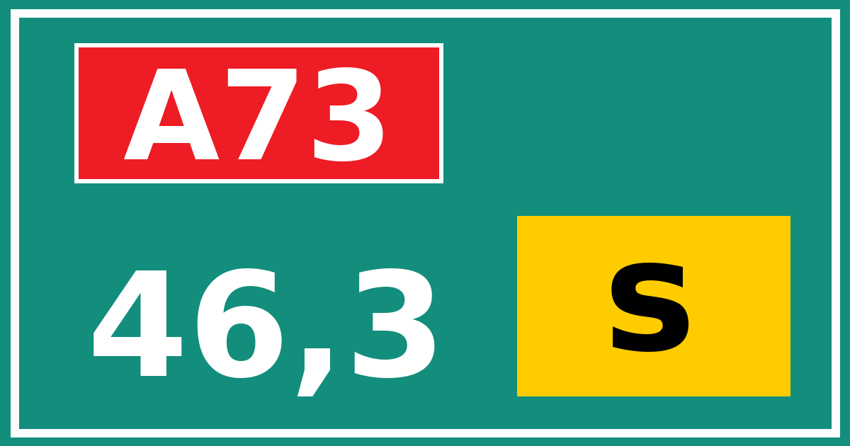 Hectometerbord A73 46,3 letter s