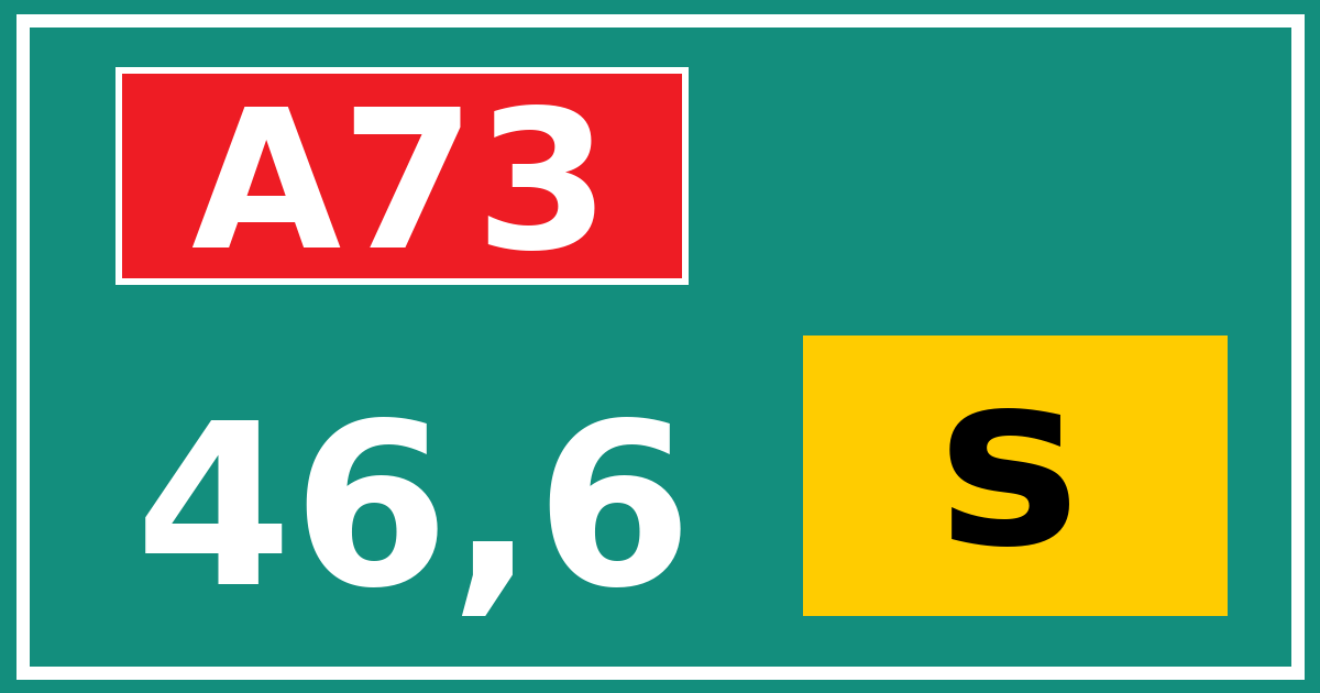 Hectometerbord A73 46,6 letter s
