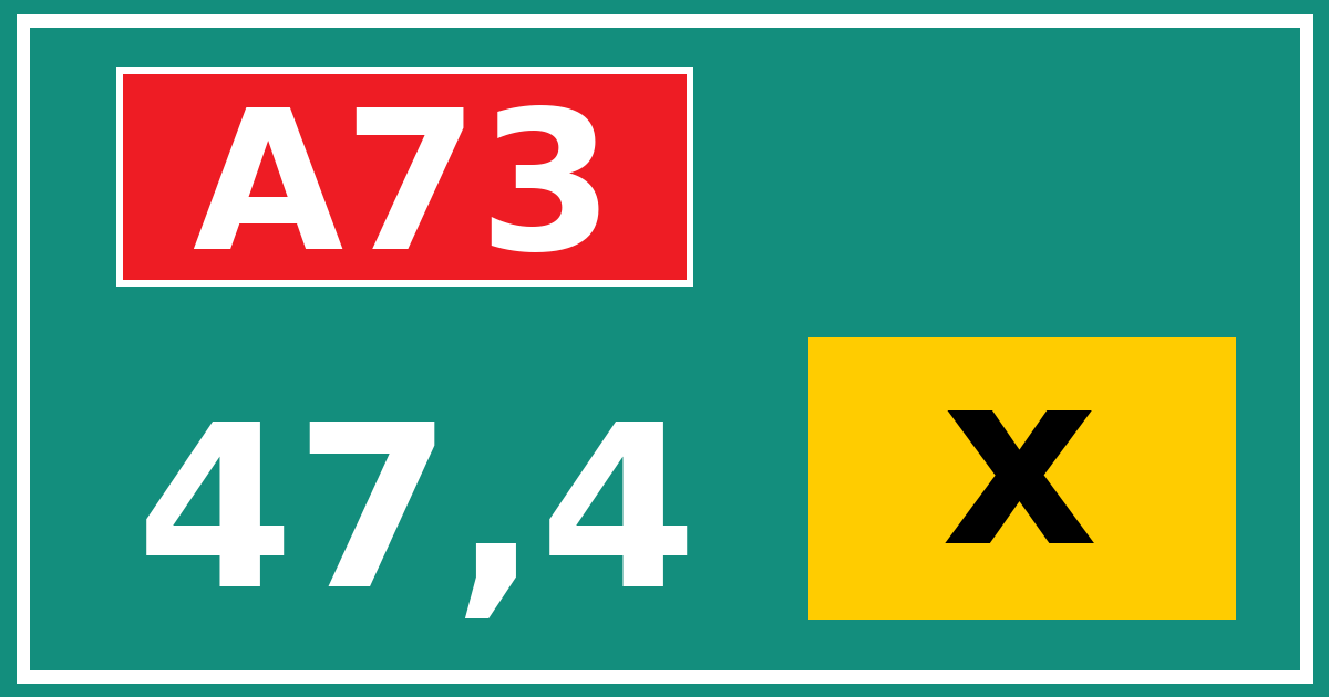 Hectometerbord A73 47,4 letter x