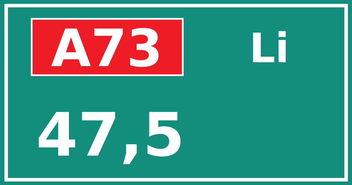 Hectometerbord A73 47,5 zijde Li