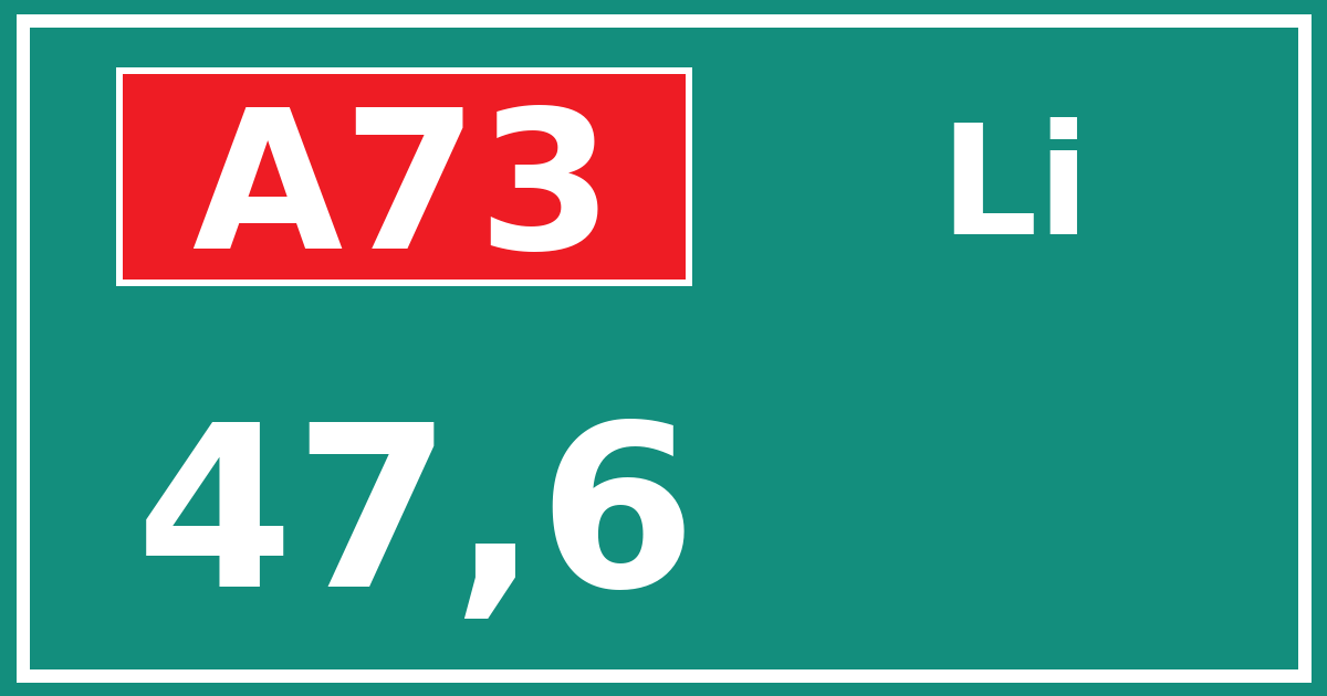 Hectometerbord A73 47,6 zijde Li
