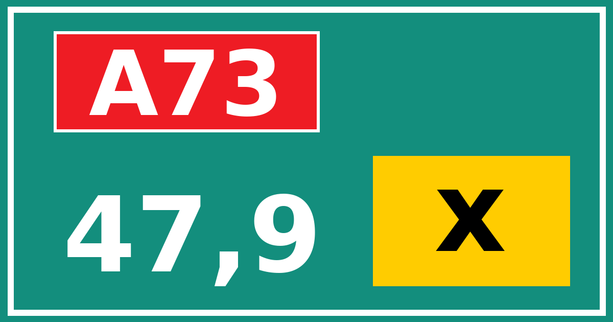 Hectometerbord A73 47,9 letter x