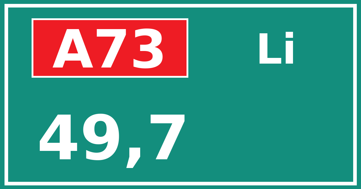 Hectometerbord A73 49,7 zijde Li