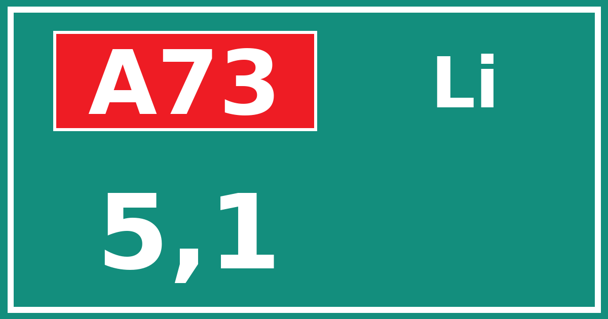 Hectometerbord A73 5,1 zijde Li
