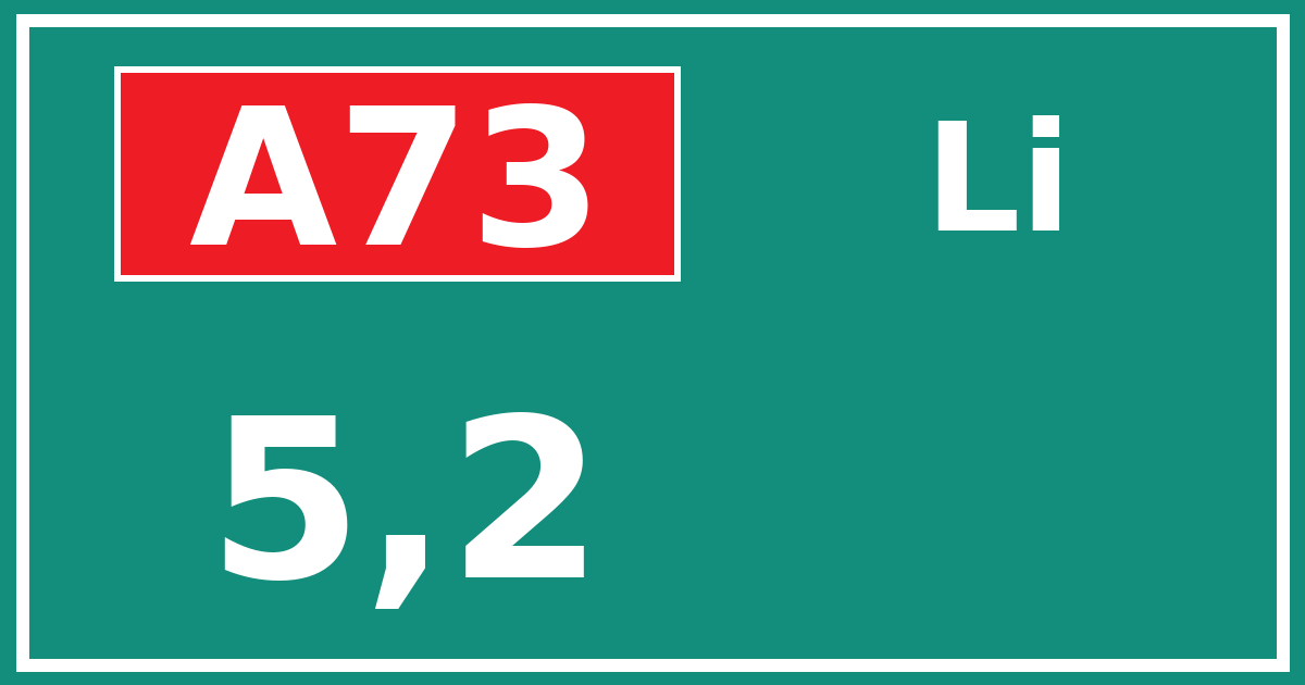 Hectometerbord A73 5,2 zijde Li