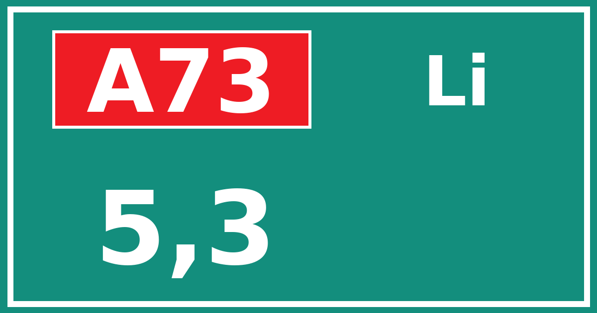 Hectometerbord A73 5,3 zijde Li