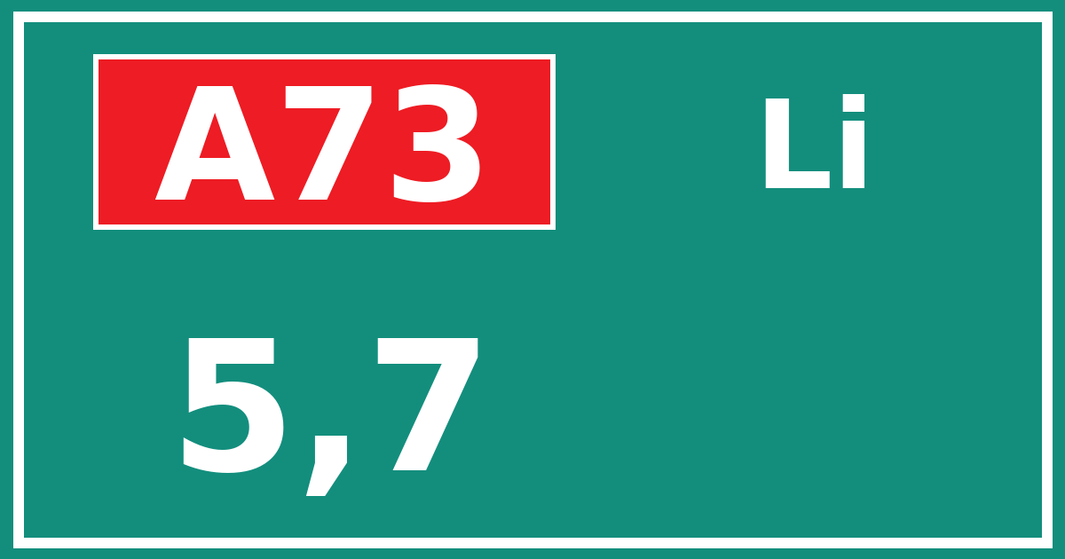 Hectometerbord A73 5,7 zijde Li