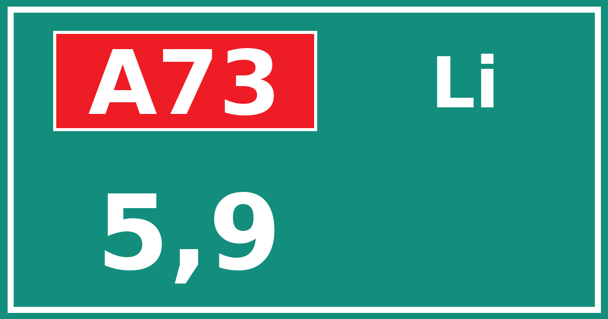 Hectometerbord A73 5,9 zijde Li