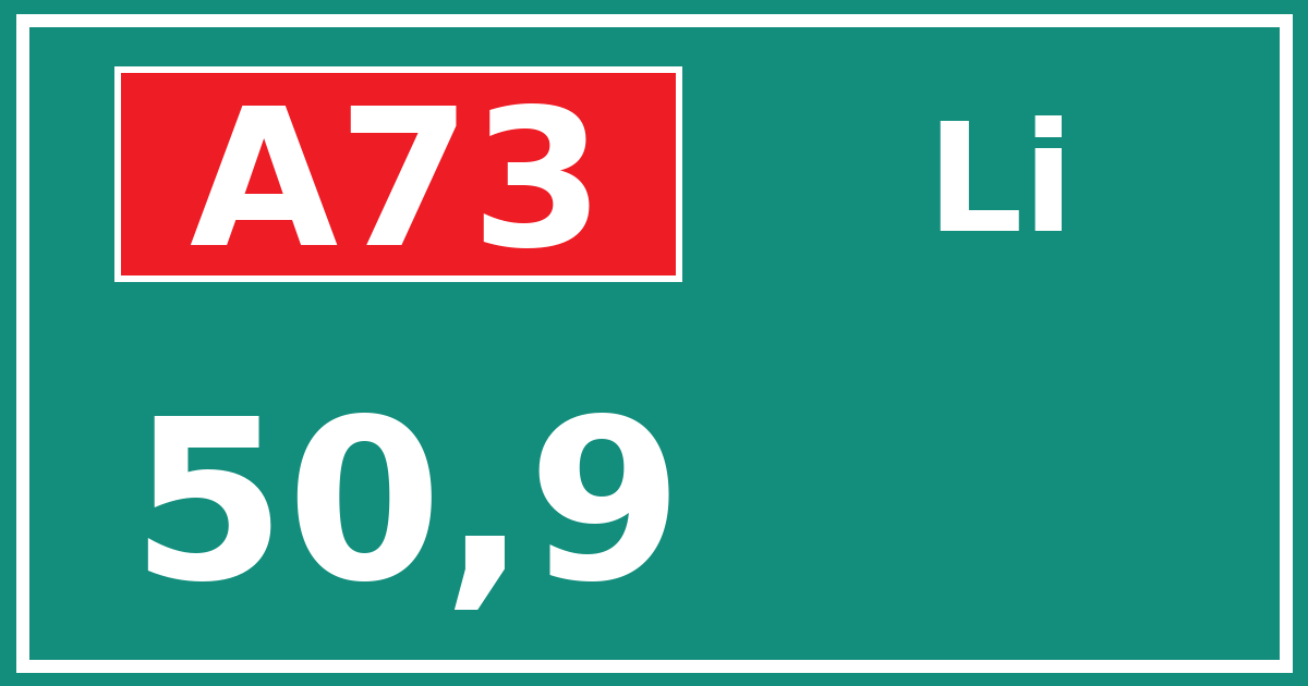 Hectometerbord A73 50,9 zijde Li