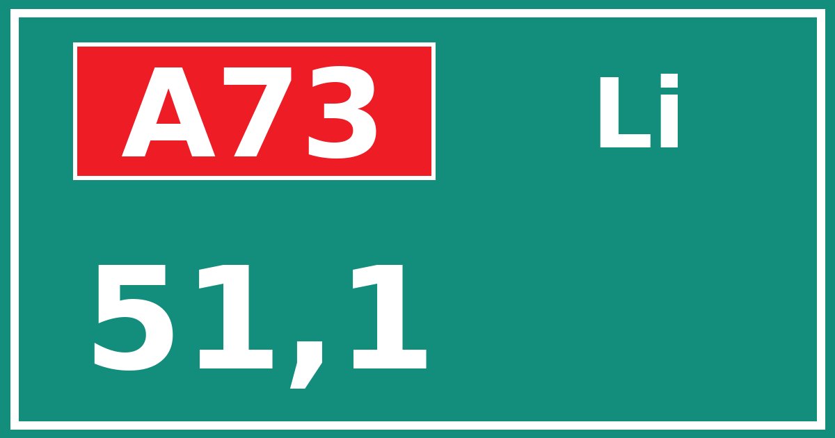 Hectometerbord A73 51,1 zijde Li